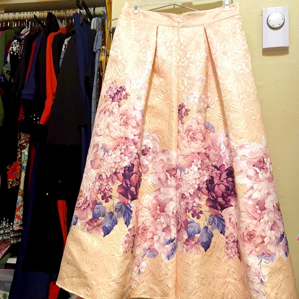 COPY - Beautifully embossed long A-line floral skirt.